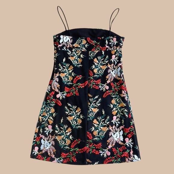 Urban Outfitters UO Embroidered Ponte Straight Neck Mini Dress XS - Picture 6 of 13